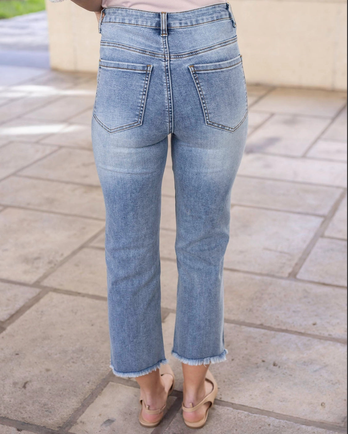 Crop flare denim jeans by Grace and Lace