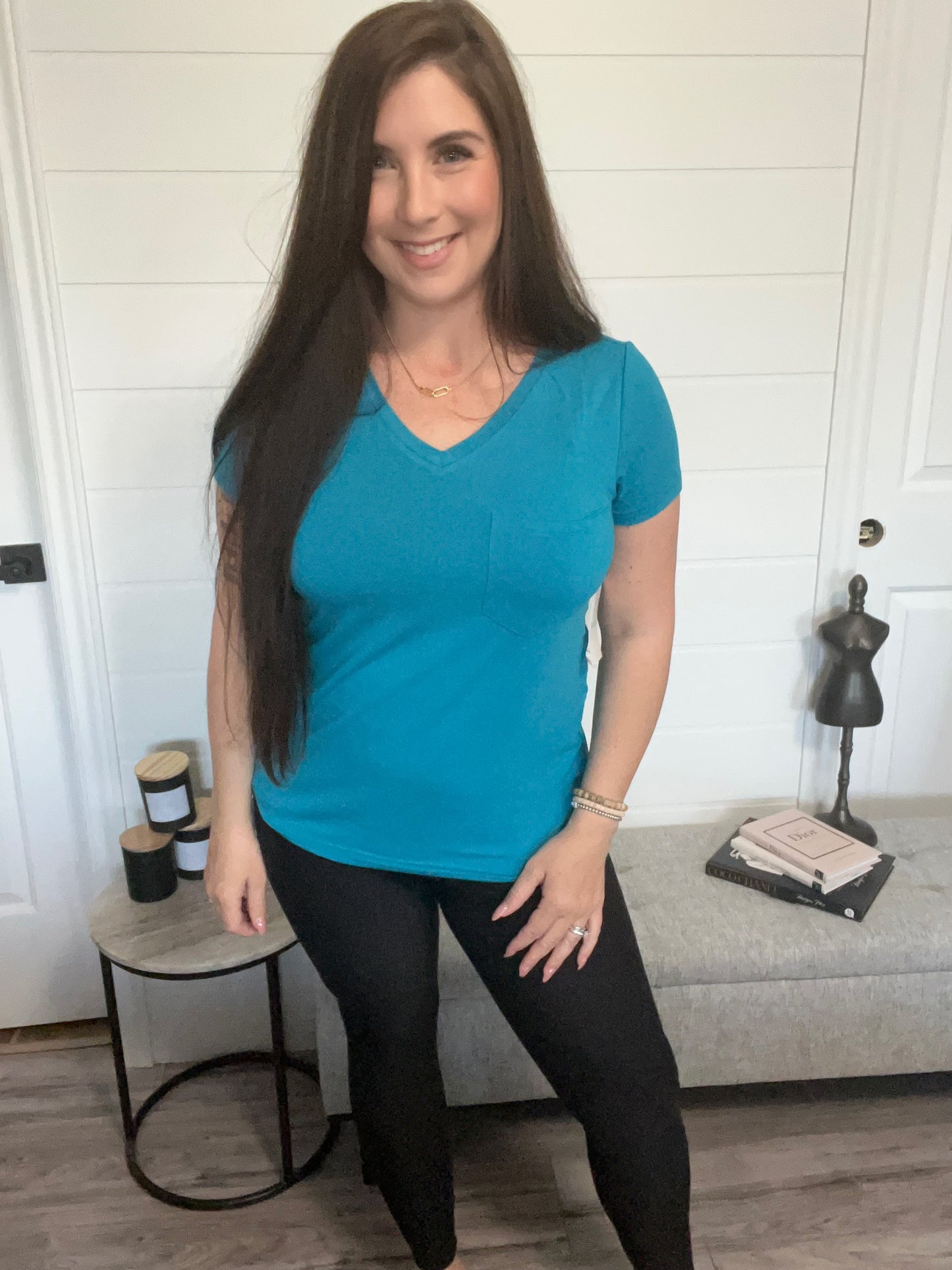 Grace & Lace Teal True Fit Perfect Pocket Tee