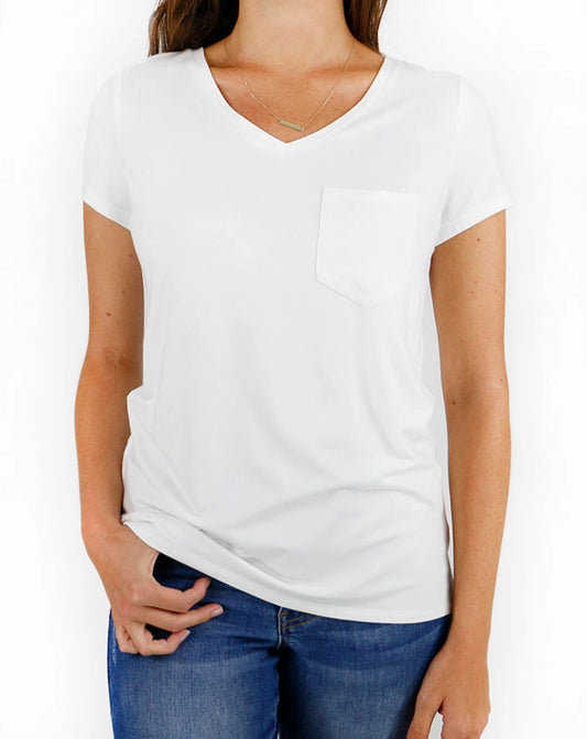 Grace & Lace - True Fit Perfect Pocket Tee -White