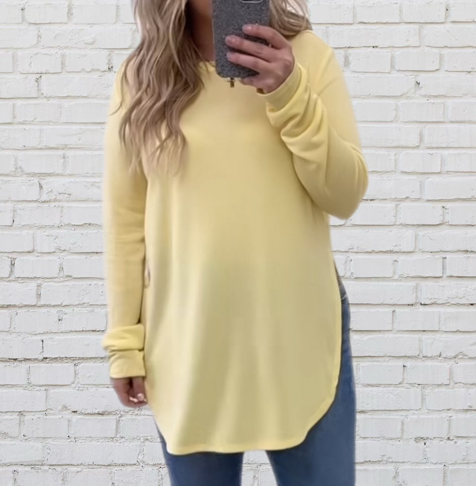 The Lainey Long Sleeve Top - Lemon