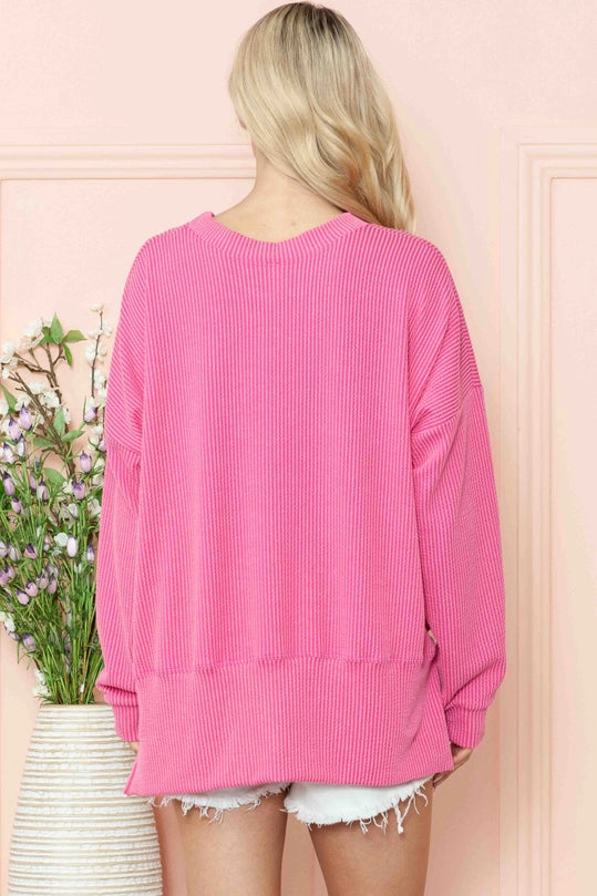 Fuchsia Ribbed Chic Sweater