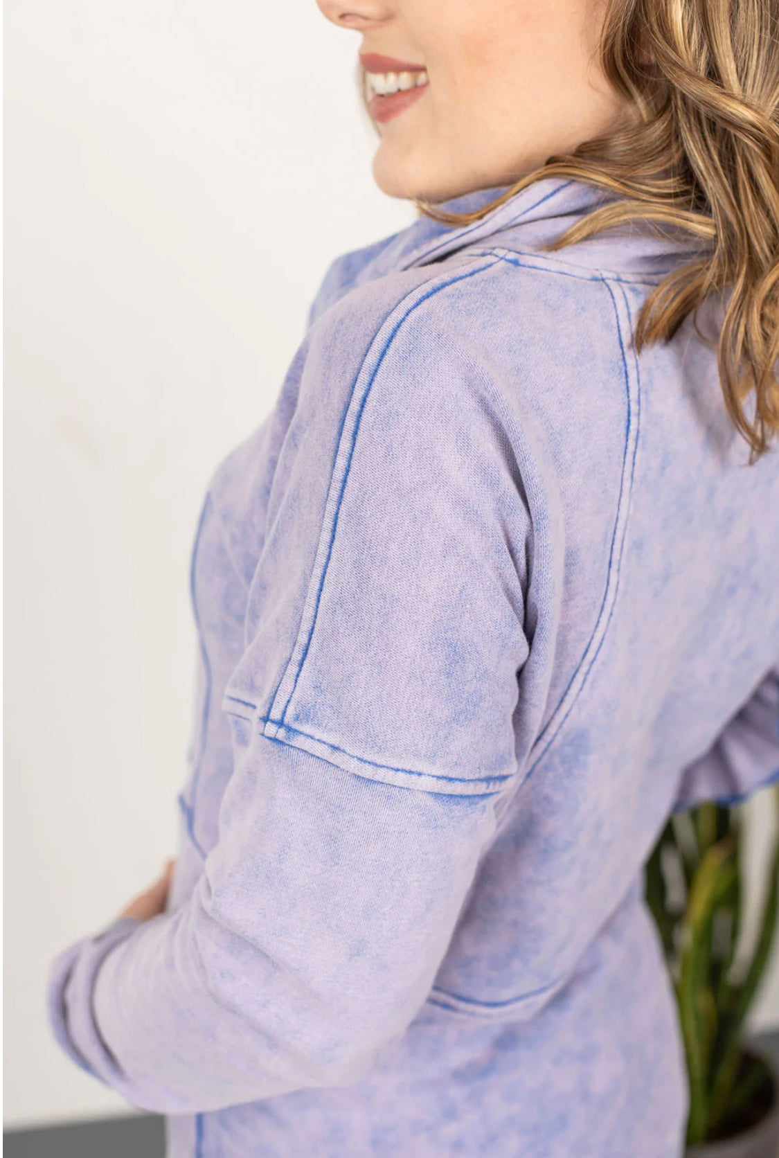 The Vintage Wash Half Zip - Periwinkle- Michelle Mae