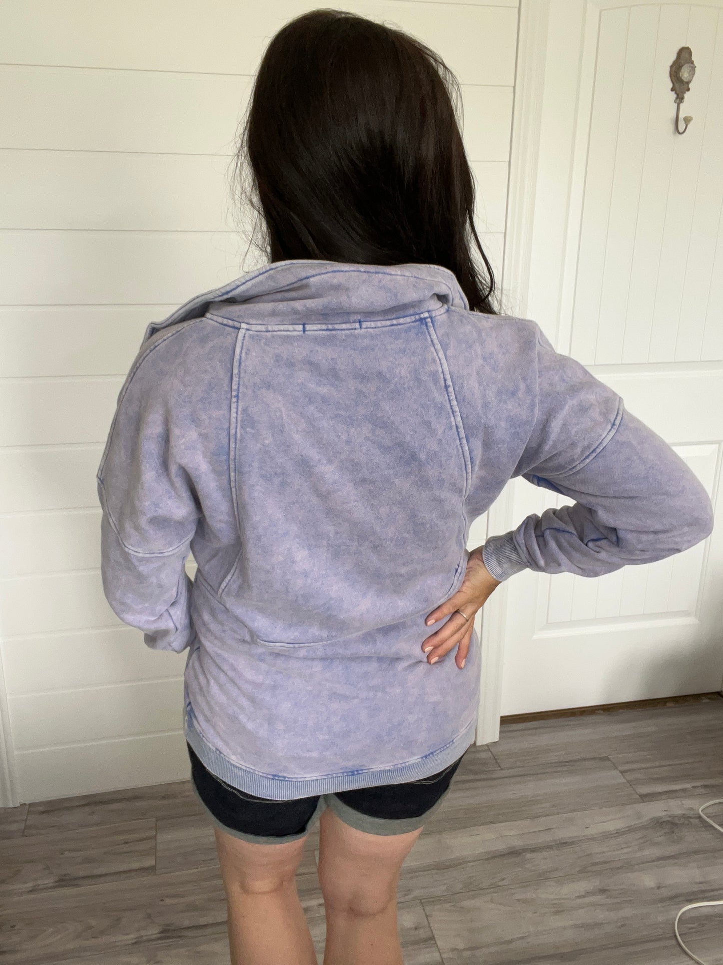 The Vintage Wash Half Zip - Periwinkle- Michelle Mae